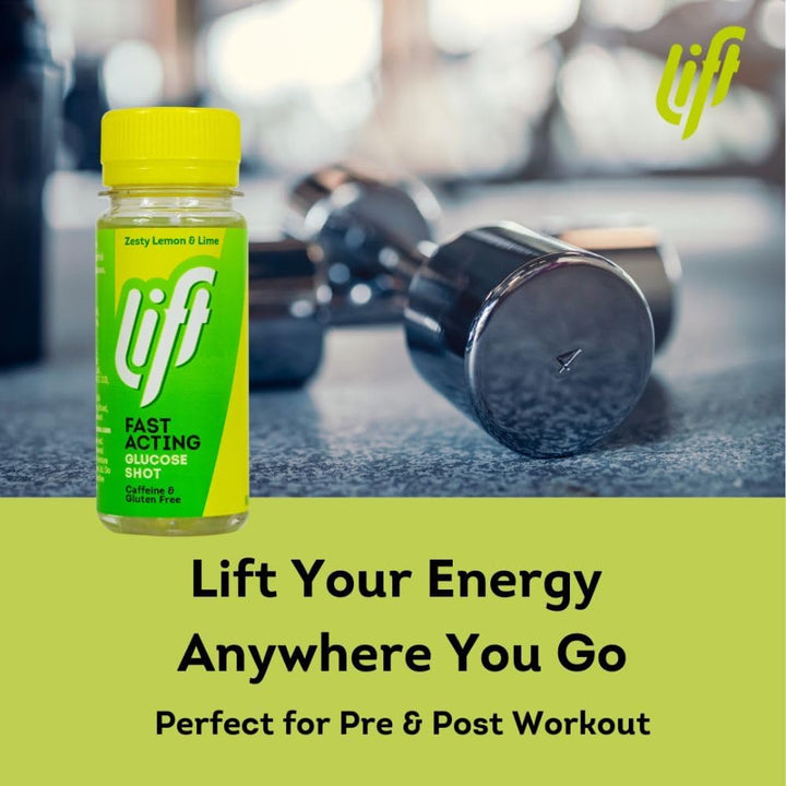 Fast-Acting Glucose Energy Juice Shots, Lemon & Lime, 12 Pack of 60 Ml Bottles