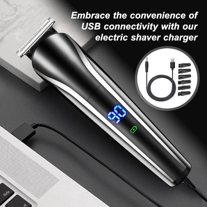 7Pcs Universal Electric Shaver Charger Kit,Usb Power Adapter Cord Replacement with 6Pcs Heads,Suitable for Electric Hair Clippers,Beard Trimmers,Shavers,Beauty Instruments,Bathroom&Travel Essential,5V