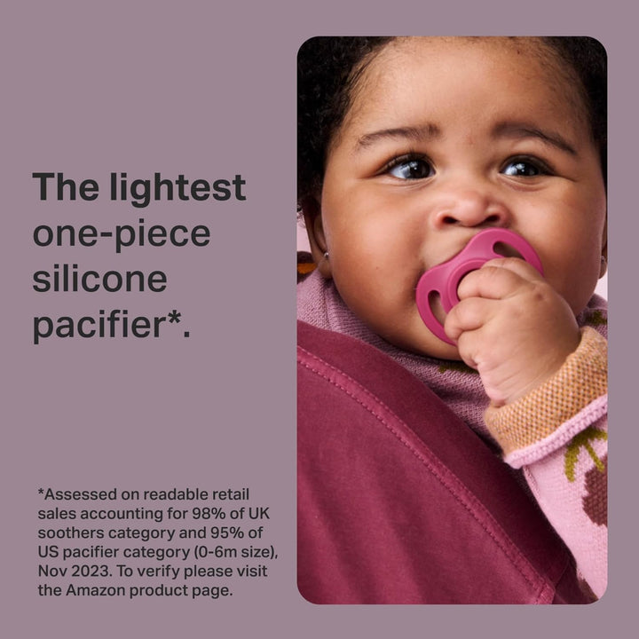 Ultra-Light Stayput Dummy, 0-6M, 4-Pack, One-Piece Silicone Soother