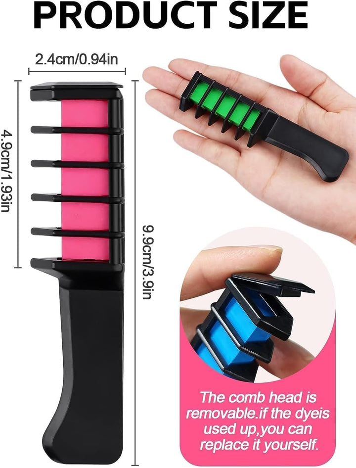 10 Color Temporary Bright Hair Chalk Set,  Metallic Glitter Hair Chalks Birthday Girls Gift, Hair Chalk Comb Set Washable Color for Kids Hair Dyeing Party, Cosplay, Halloween, Christmas