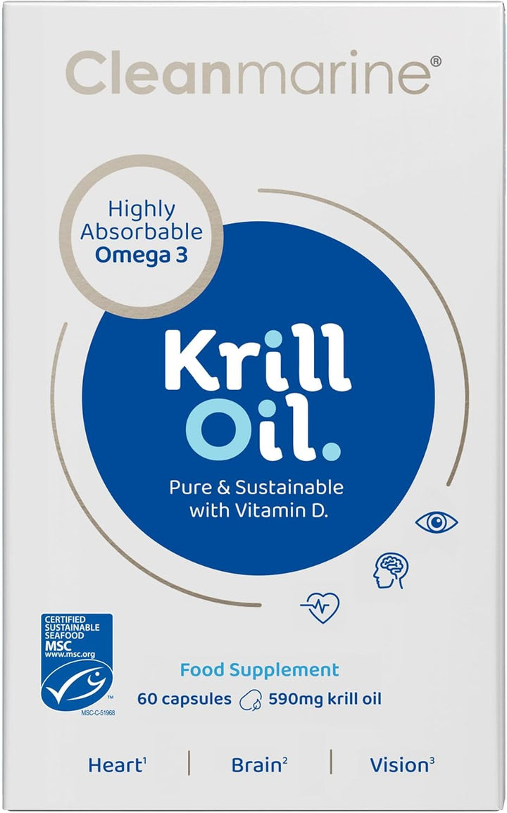 Krill Oil – High Strength Omega 3 with EPA & DHA – Phospholipid Formula for Better Absorption – plus Astaxanthin, Choline & Vitamin D – Heart, Brain & Eye Support – 60 Capsules