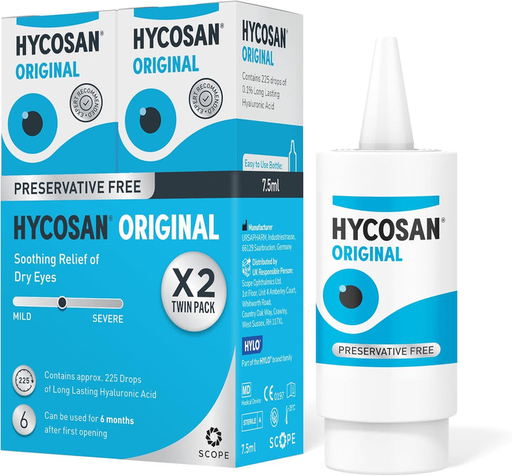 Original - Preservative Free Eyedrops - Sodium Hyaluronate 0.1% - Eye Drops for Mild to Moderate Dry Eyes and Contact Lens Irritation - 7.5Ml