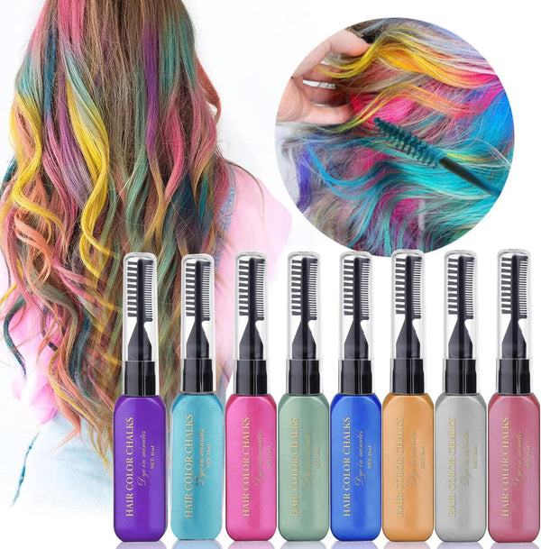 Hair Chalks for Girls, 8 Coloured Hair Dye Temporary, Washable Hair Spray Colour for Kids Men and Woman