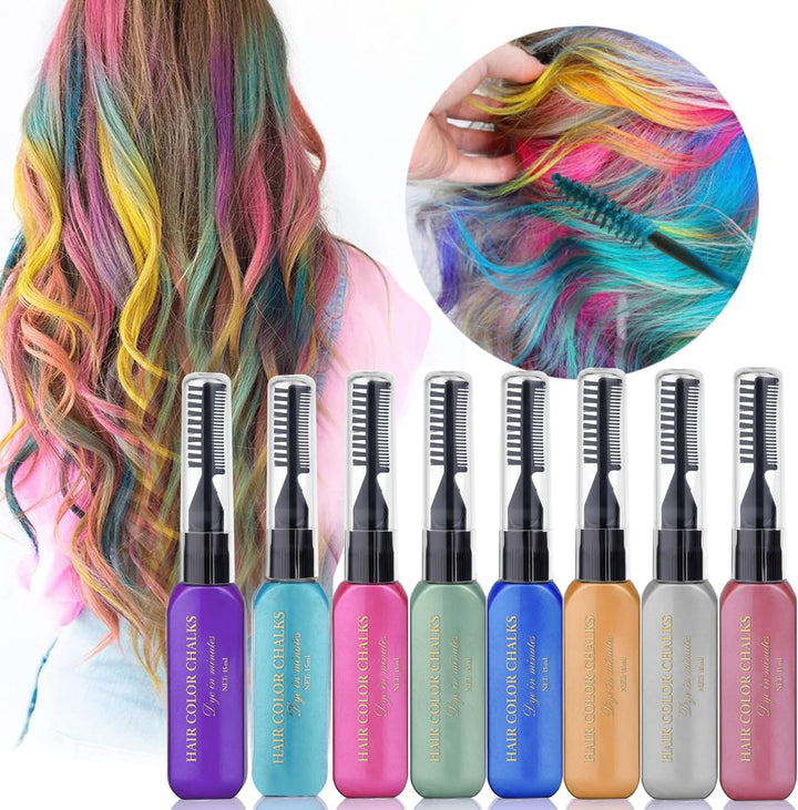 Hair Chalks for Girls, 8 Coloured Hair Dye Temporary, Washable Hair Spray Colour for Kids Men and Woman