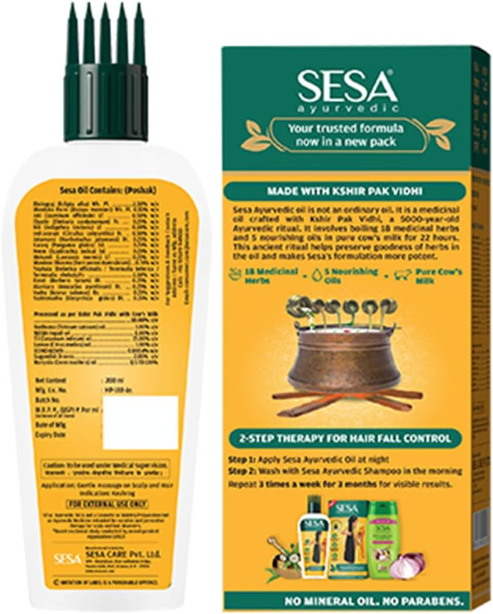 Ayurvedic Hair Oil 5000 Year Old Kshir Pak Vidhi, Bhringraj & 17 Rare Herbs with 5 Nourishing Oils All Hair Types NO Mineral Oil 200 Ml (Pack of 1)