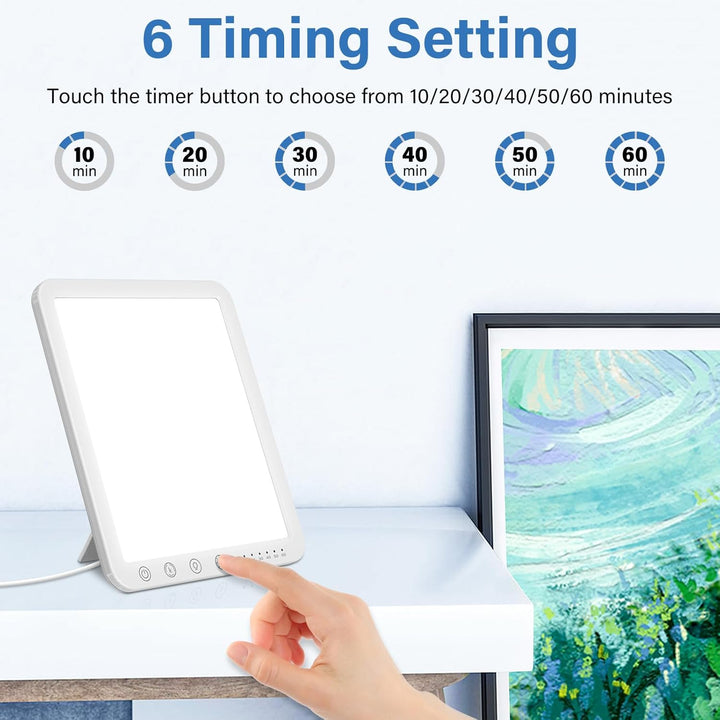 SAD Lamp, 15000 Lux Light Therapy Lamp Uv-Free, Natural Sunlight Lamp SAD Light with 3 Color Temperature 5 Brightness Levels 6 Timer, 180° Stand, Touch Control & Memory Function for Home,Office