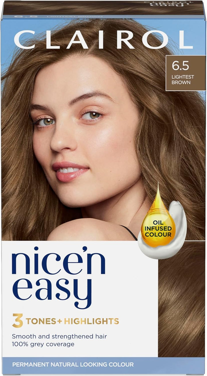 Nice'N Easy Crème, Natural Looking Oil Infused Permanent Hair Dye, 6R Light Auburn, Packaging May Vary