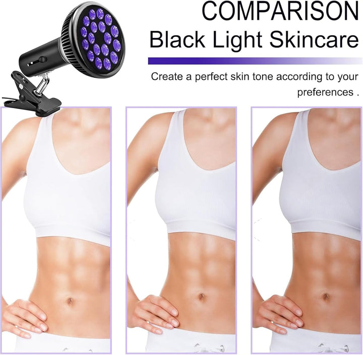 54W Face Tanning Lamp,Tanning Lamp Solarium for Home, All Skin Tones,180 ° Rotation Sun Lamp for Face and Body with Eye Mask, for Antique Bronze Skin with 18Pcs Leds (Black) (Black)