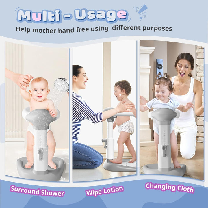 ® Baby Shower Standing Support, Toddler Bath Seat for Stand up Showering with Adjustablethicker Cylinder, Anti-Slip Base, Hug Tower for 8-36 Months Safety & Stable, Ideal Baby Shower Gifts