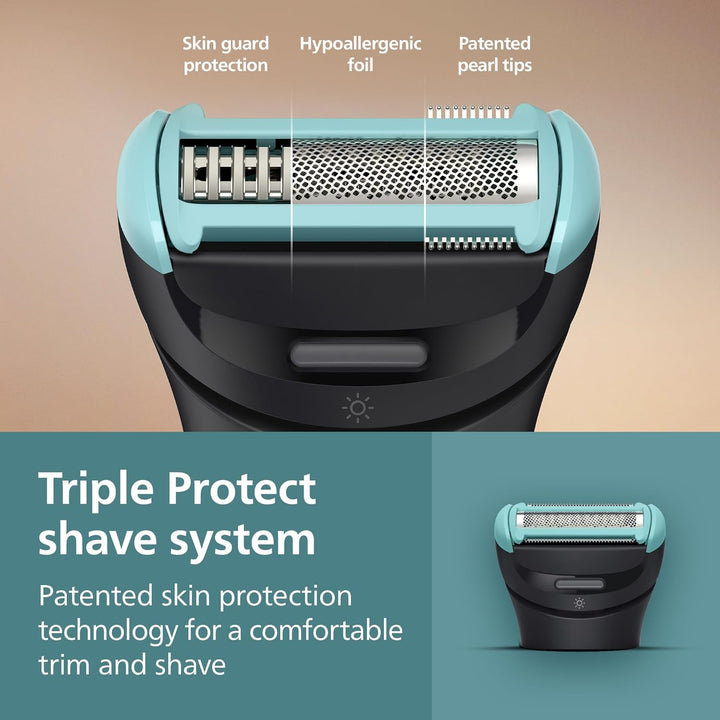 Body Groomer 7000 Series - Trimmer for Men with 2D Flexing Head, Triple Protect Shave System, Interchangeable Heads, Intimate Trim & Shave, 100% Showerproof, 120 Min. Runtime, Model BG7480/15