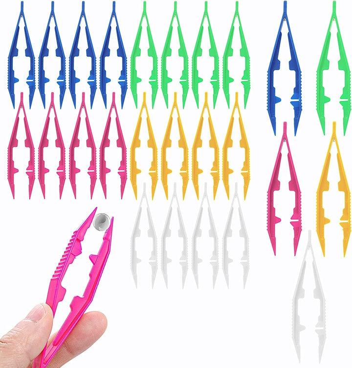 Yeenao Plastic Tweezers,20 PCS First Aid Tweezer 4 Inch/10Cm Plastic Beads Forceps Tweezers for Perler Fuse Beads Kids Handmade DIY Crafts