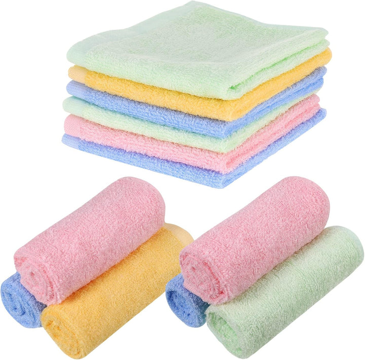 6 Pcs Flannels Face Cloths Baby Washcloths Quick Dry Reusable Face Body Cloths Squares Wash Flannels for Baby Kids Adults(25X25Cm)