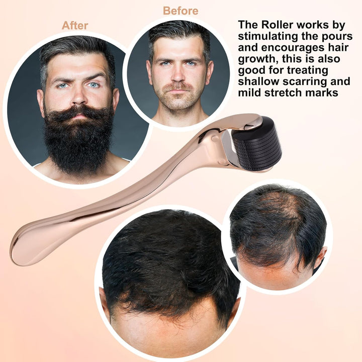 Derma Roller Microneedle Roller for Face 0.5Mm Needle 540 Micro Needle Roller Skin Care for Wrinkles, Stretch Marks, Acne Spot, Hair Loss, Beard Roller Hair Growth Kit with Case for Men Women