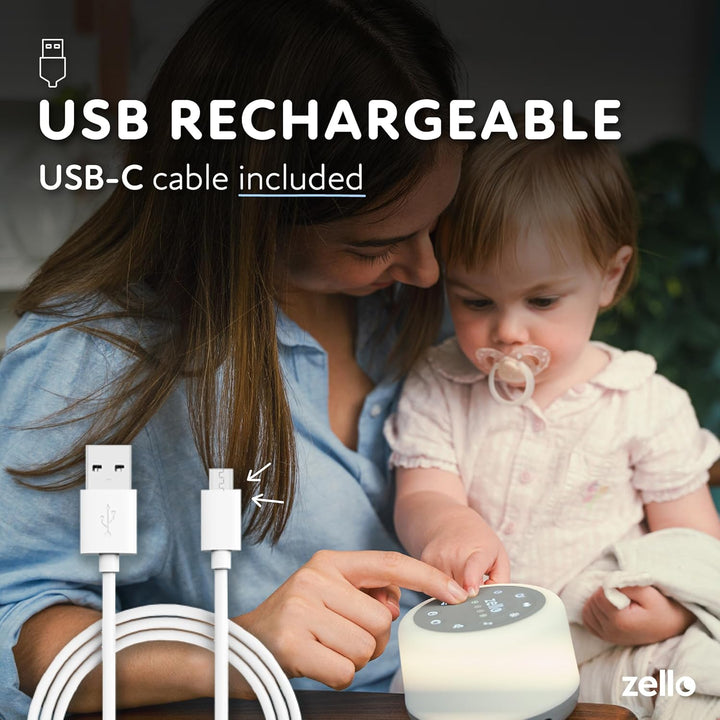 Award Winning Zello Original White Noise Machine Baby White Noise Sound Machine for Adults Kids Baby 30 Soothing Sounds 7 Colour Night Light Memory Function Rechargeable Sleep Timer Baby Sleep Aid