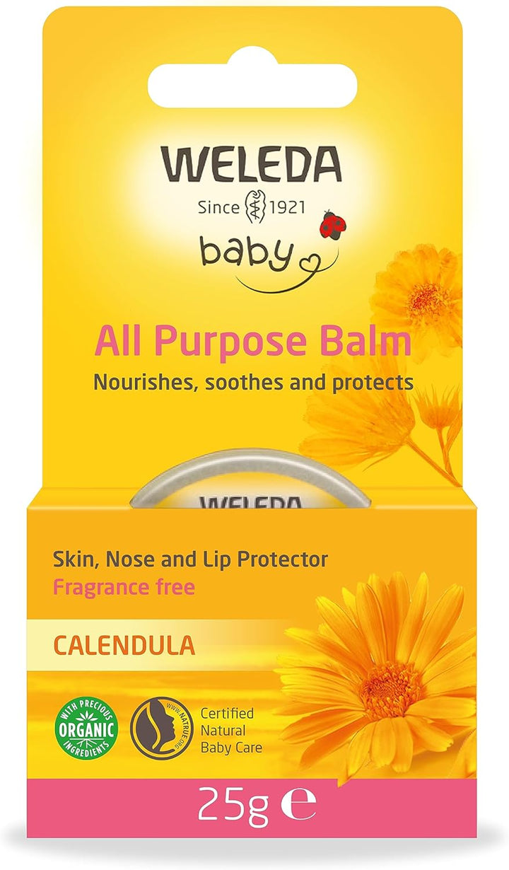 Baby All Purpose Balm, Baby Balm, Calendula Balm, Recommended by Midwives, Fragrance Free, Dermatologically Tested, Gentle Protection, 100% Certified Natural, 25G