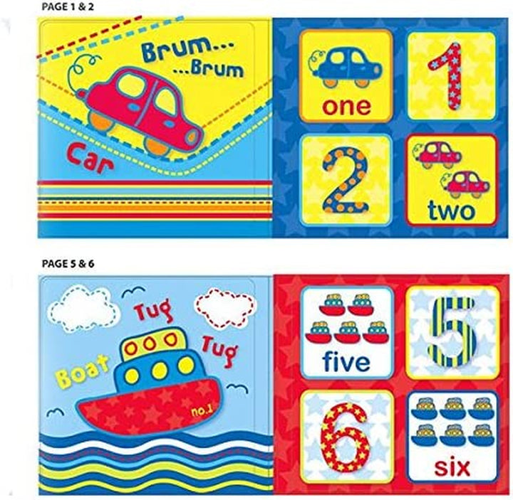 Set of 4 Baby Bath Books | First Words ABC Letters & Numbers | Plastic Coated & Padded | Floating Fun Educational Learning Toys for Toddlers & Kids