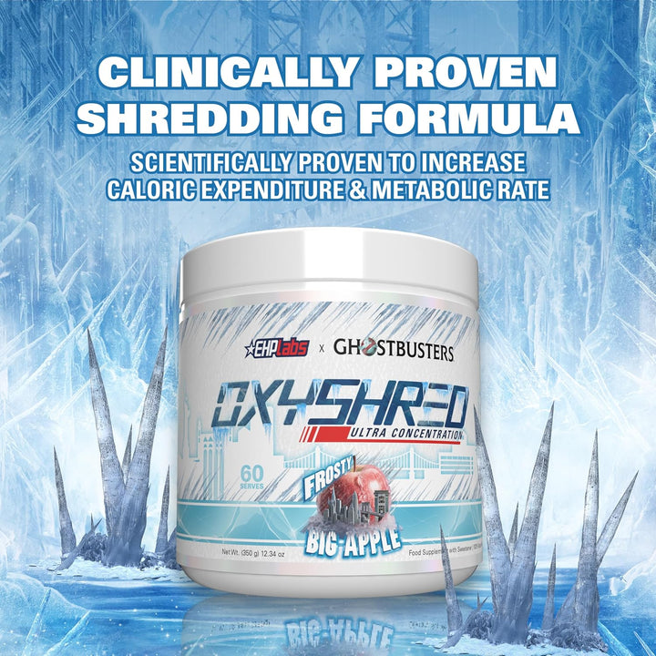 X Ghostbusters Frozen Empire: Oxyshred Thermogenic Pre Workout Powder & Shredding Supplement. Clinically Proven with Acetyl L Carnitine, Energy Boost Drink - Frosty Big Apple, 60 Serve