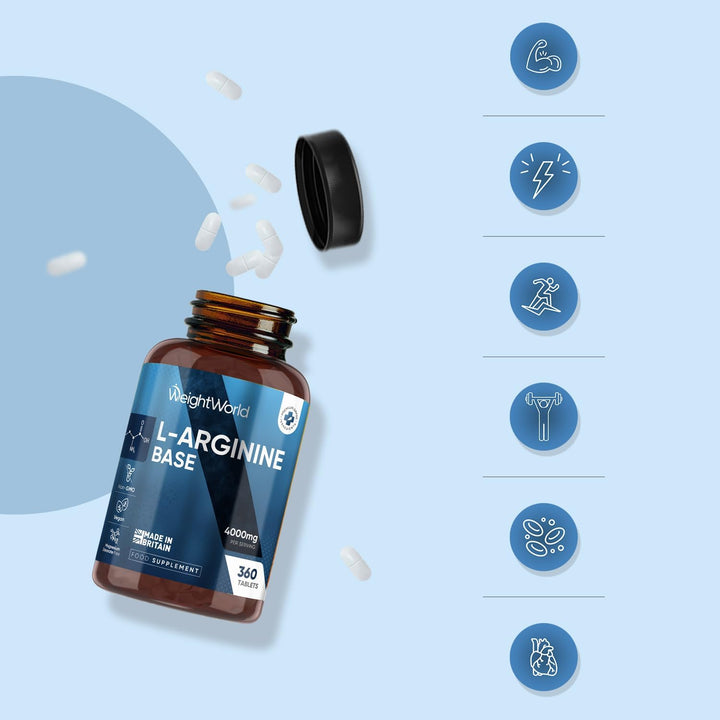 L Arginine Supplement 4000Mg - 360 Tablets - 3 Months Supply - "Easy to Split" Tablets - Vegan-Friendly, Non-Gmo, Gluten-Free - L-Arginine Nutritional Supplements - Made in the UK