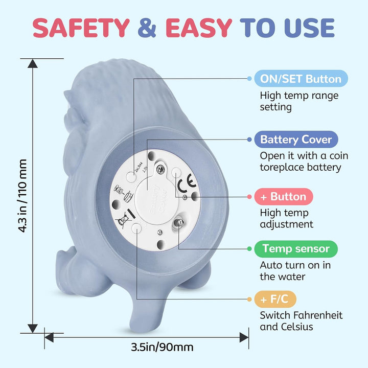 Baby Bath Thermometer - Water Thermometer for Baby Safety - Quick Read Floating Bathtub Toy in Fahrenheit & Celsius - Ideal for Infant, Newborn & Toddler Bath Time (Otter)