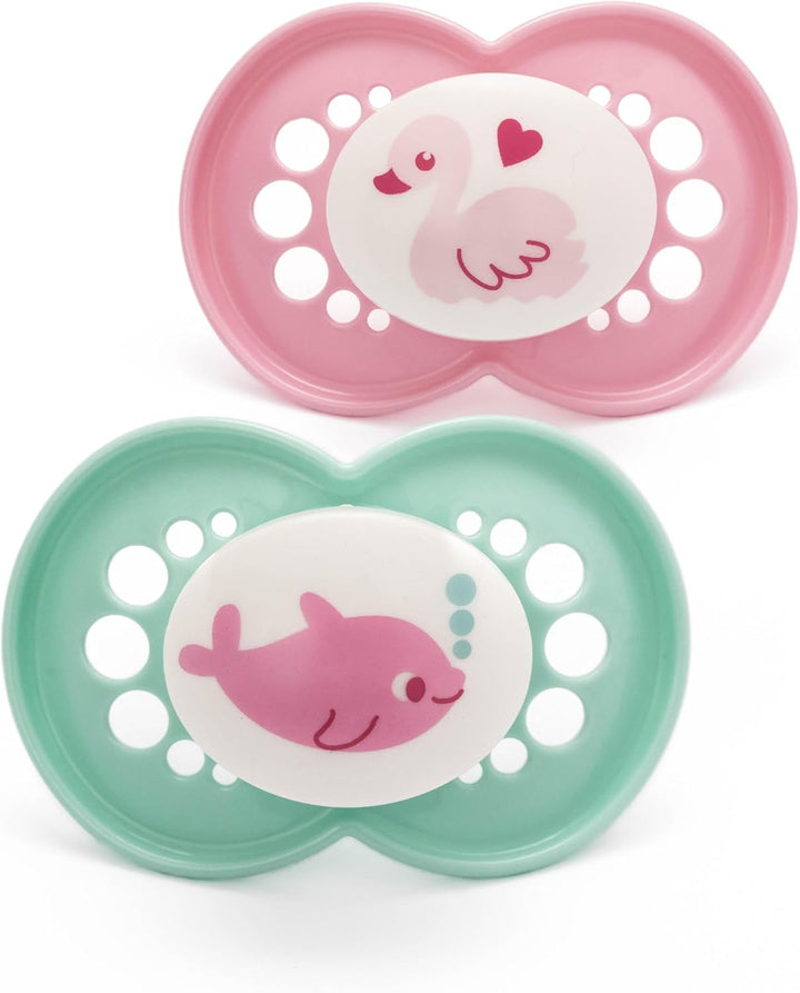 Original Soothers | 16 plus Months | Pack of 2 | Comes in Dummy Steriliser Box | Sustainable Materials | Baby Accessories | Pink (Various Designs)