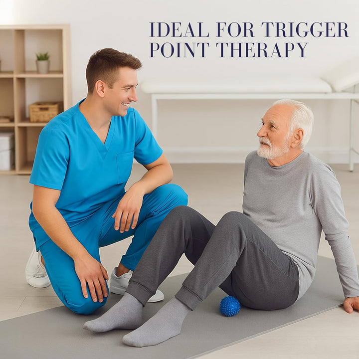 Soft Spikey Massage Ball for Deep Tissue, Trigger Point & Myofascial Release – Foot, Glutes & Back Massage – Plantar Fasciitis & Physio Ball – 10Cm, Blue