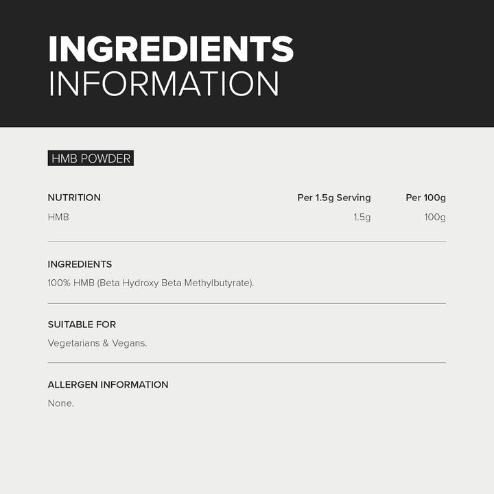 HMB Powder, 100 G, 66 Servings, Packaging May Vary