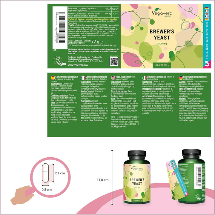 Brewer'S Yeast 2500 Mg | 100% Pure | Natural Source of B-Vitamins, Amino Acids, Minerals | Highly Dosed | NO Additives, Lab Tested | Vegan