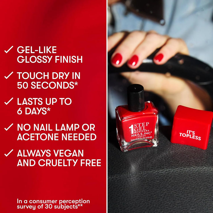 It'S Topless Gel-Like Nail Polish, 4-In-1 Base Coat, Treatment, Colour & Top Coat, Long Lasting, Strong, Chip Free Nails, Glossy Salon Quality Manicure, Air Dry Nail Polish, Billie, 14 ML