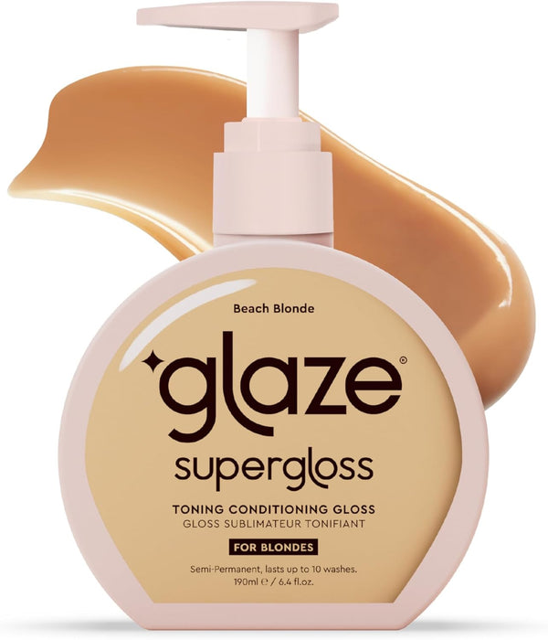 Supergloss Color Conditioning Gloss with Dispensing Pump – Hydrating Semi-Permanent Color Hair Gloss & Shine Boost – for Medium to Dark Blonde Hair – 6.4 Fl Oz - Beach Blonde