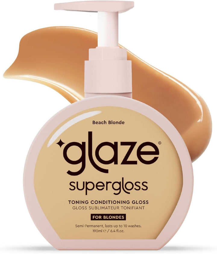 Supergloss Color Conditioning Gloss with Dispensing Pump – Hydrating Semi-Permanent Color Hair Gloss & Shine Boost – for Medium to Dark Blonde Hair – 6.4 Fl Oz - Beach Blonde