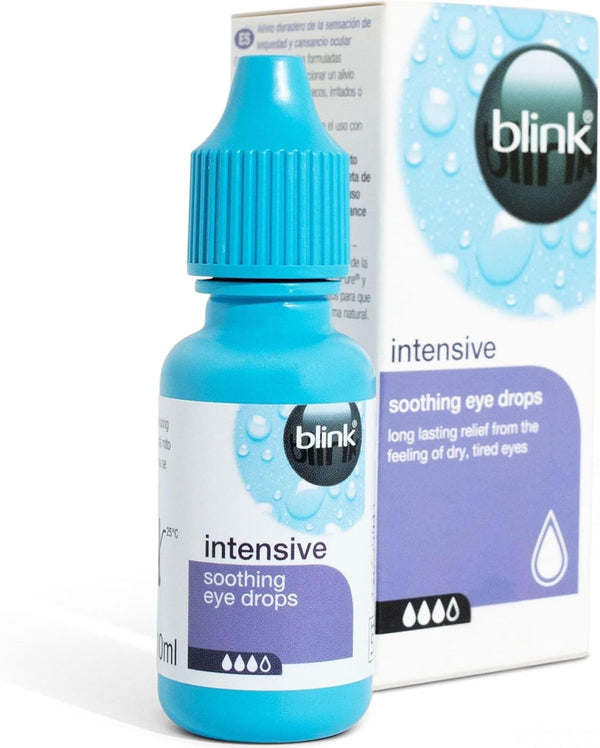 Intensive Soothing Eye Drops for Dry Eyes - Instant and Long-Lasting Lubricating Eye Drops for Tired Eyes with Hyaluronic Acid, Suitable for Contact Lens Wearers, 10 Ml