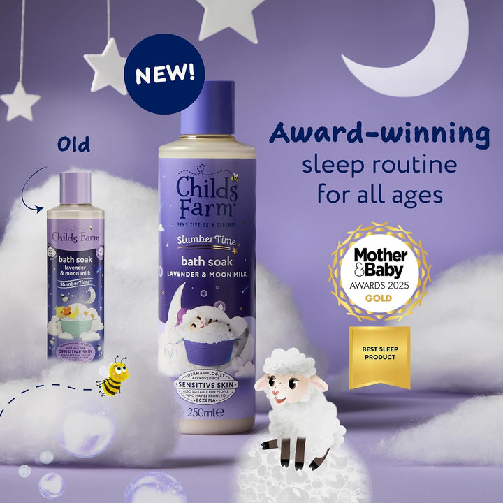 Slumbertime Sleep Bath Soak, Calming Lavender & Moon Milk | Soothing & Hydrating | Suitable for Newborns with Dry, Sensitive Skin, 250Ml
