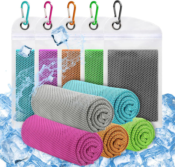 Cooling Towels for Neck and Face, 5PCS Cool Cold Towel, Soft Breathable Sweat Towel for Sports Gym Yoga Workout Running Camping(30X90Cm)