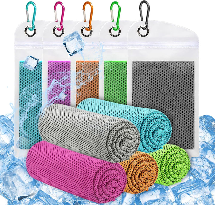 Cooling Towels for Neck and Face, 5PCS Cool Cold Towel, Soft Breathable Sweat Towel for Sports Gym Yoga Workout Running Camping(30X90Cm)