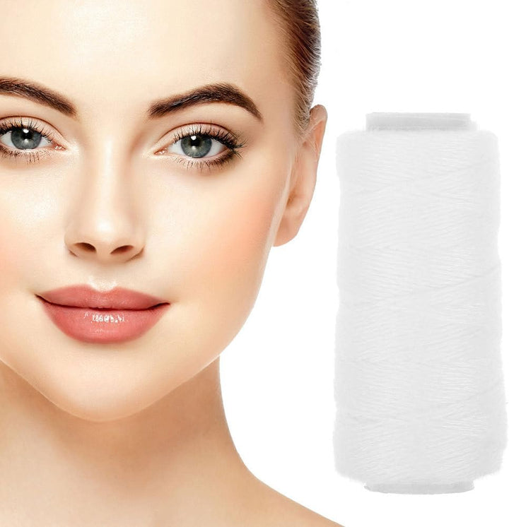 6 Rolls White Cotton Facial Threading Strings Hair Remover Tool for Smooth Skin, Eyebrow, and Chin Hair Removal