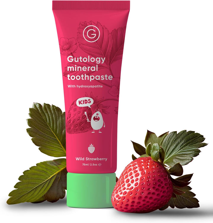 Kids Hydroxyapatite Mineral Toothpaste 75Ml Fluoride Free Toothpaste Microbiome Friendly Suitable for Sensitive Teeth & Children - Wild Strawberry Flavour