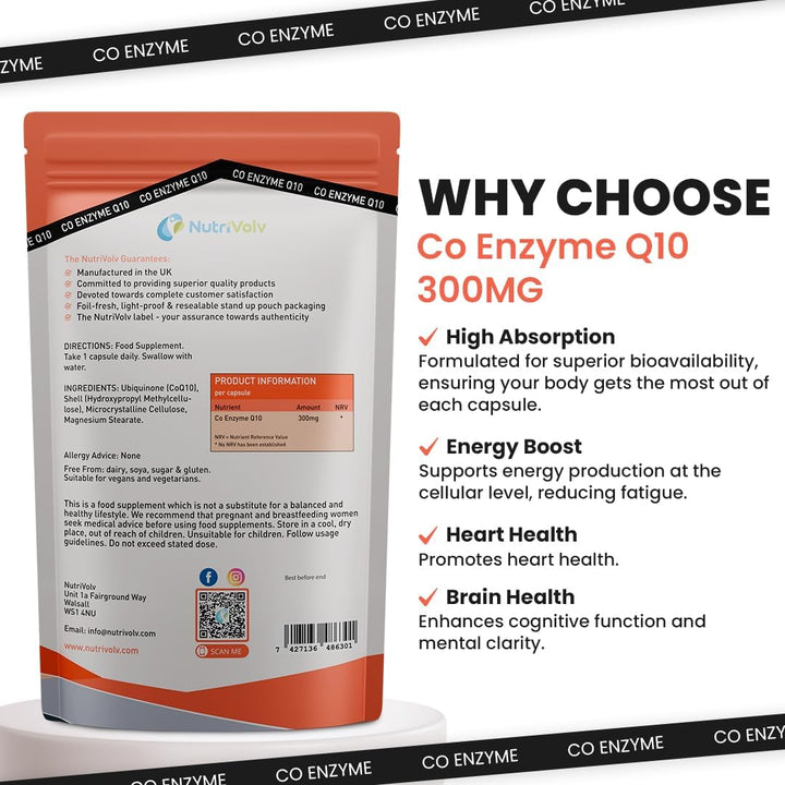 Co Enzyme Q10 300Mg Heart & Brain Health Care | High Absorption Promo Pack | 30 Capsules