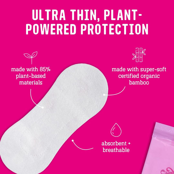 Bamboo Panty Liners – Ultra-Thin, Breathable, Slim - Individually Wrapped Liners for Daily Freshness – 24 Liners