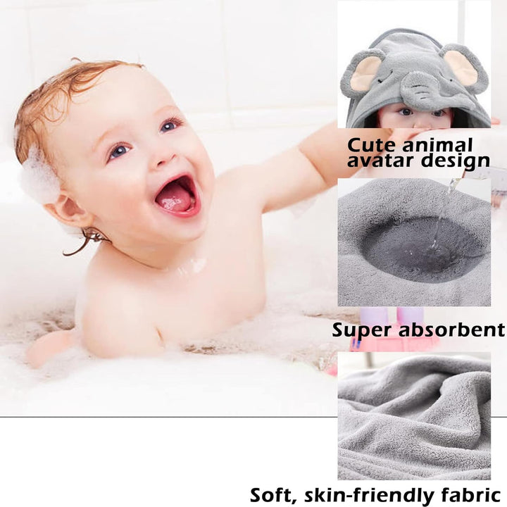 Hooded Baby Towel, Baby Bath Towels with Hood,Unique Animal Design Baby Towel with Hood Soft Absorbent Baby Bath Towels, for Newborn Baby Boy and Girl (White)