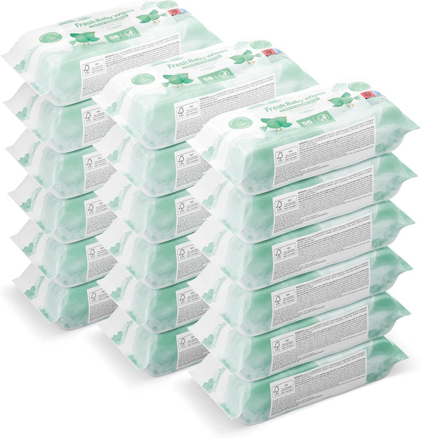 Fresh Baby Wipes, 1008 Wipes, 18 Pack of 56, (Previously a Mama Bear Brand, Same Product)
