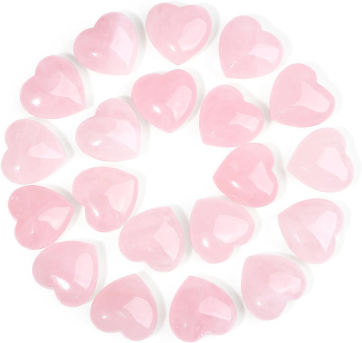 20PCS Heart Healing Crystals Gifts Gemstones Set Bulk Quartz Love Gem Stones Wholesale Polished Pocket Chakra Reiki Spiritual Wellbeing Stocking Filler Mini Small Gift for Women