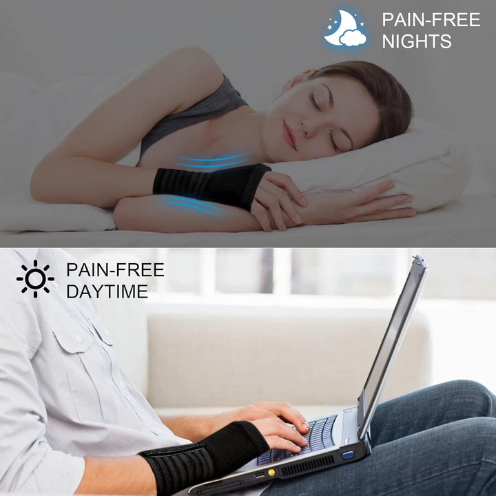 Wrist Brace, 2 Pack Elastic Wrist Support with Strap, Wrist Compression Wrap Adjustable Wrist Strap Relieves Wrist Pain, Tendonitis, Sports Use for Men and Women, Right & Left Palm Support Black