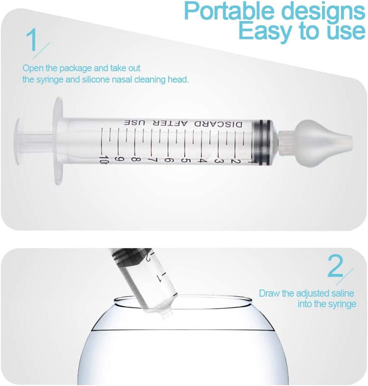 Professional Baby Nasal Irrigator Portable Infant Nose Cleaner Rinsing Device Fast All Natural Relief-Nasal Irrigation/Nasal Spray/Nasal Hygiene (2 Pièces)