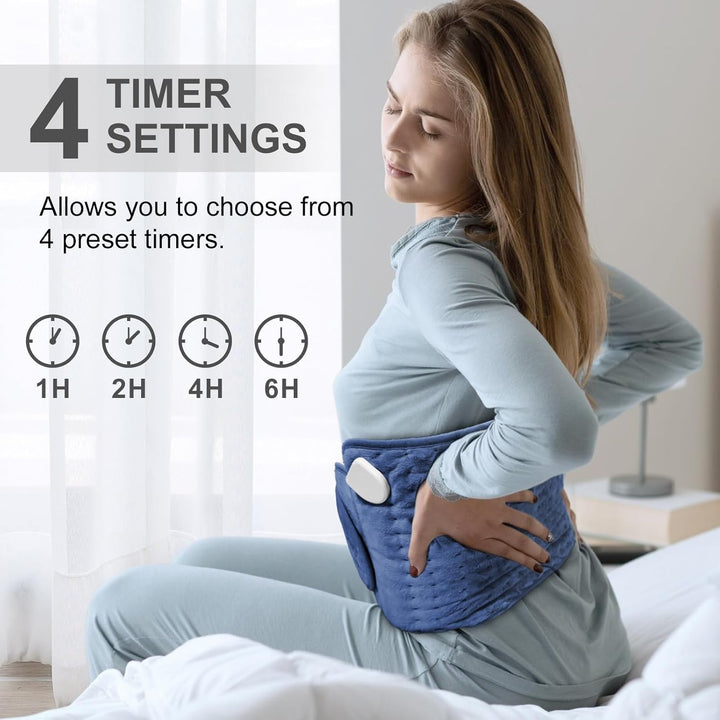 Heat Pad for Back Pain Relief Electric Heating Pads with 6 Temperatures Soft Detachable Heat Pad for Man Women