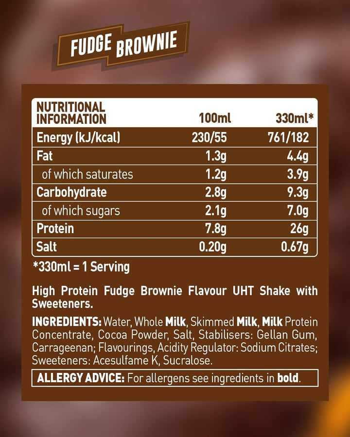 High Protein Shake, 8 X 330 Ml - Fudge Brownie