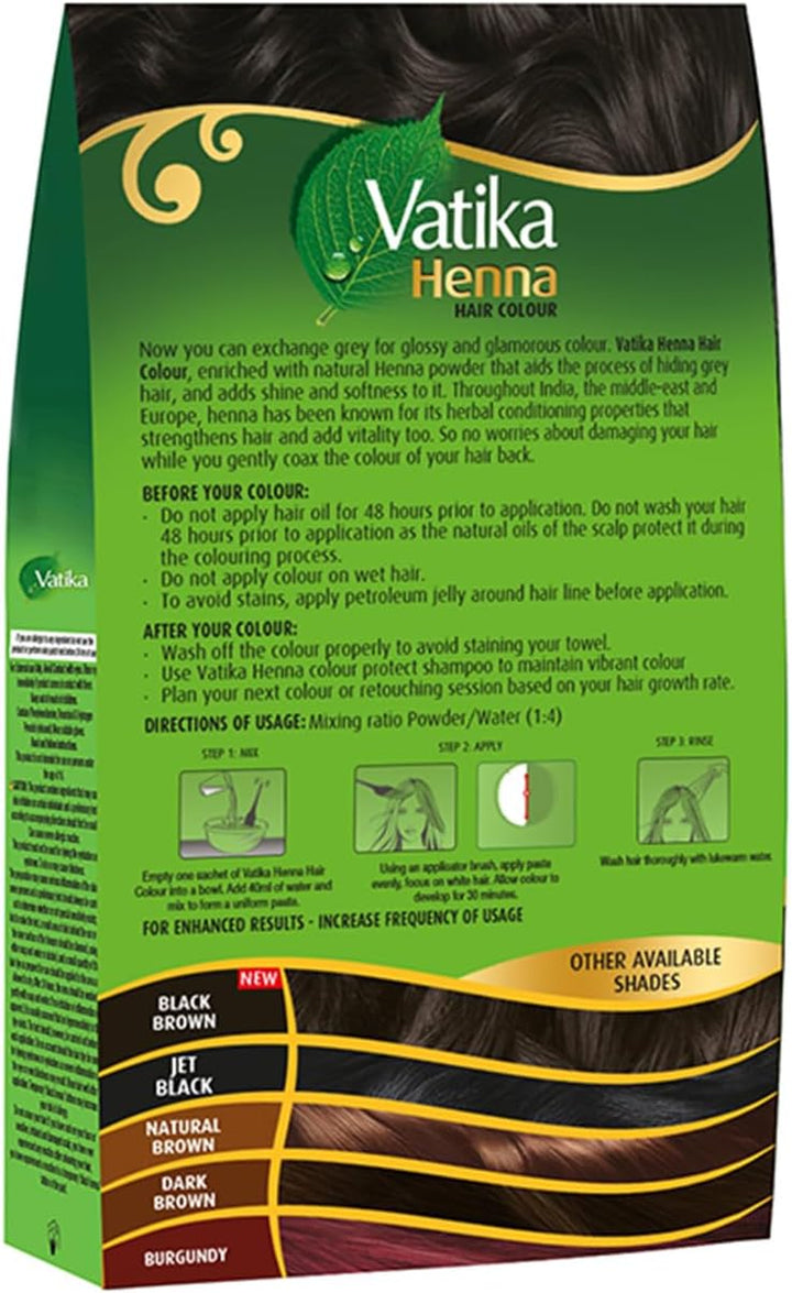 Henna Rich Black Hair Colour - 60G (6 X 10G Sachets), 100% Ammonia Free, for Vibrant Color, Shine, & Coverage (Packaging May Vary)