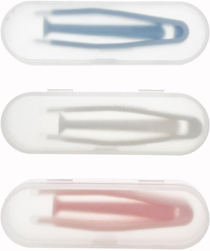 3 Packs Contact Lens Applicator Contact Lens Remover Tools and Contact Lens Tweezers Contact Lens Suction Stick Handler with Storage Case, Pink, Blue, White