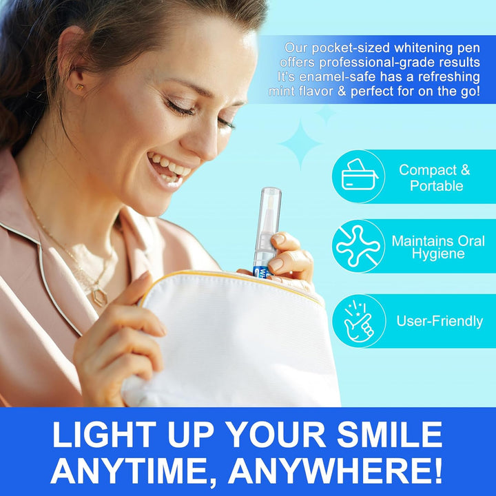 Teeth Whitening Pen - Teeth Whitening Gel Essence, 6 PCS Deluxe Kit, 5 Minute Effective Whitener Bleach Pen for Adults, No Sensitivity, Mint