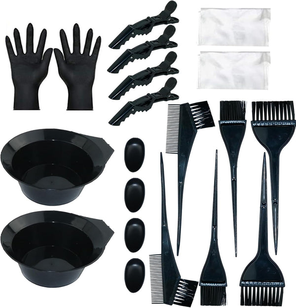 20Pcs Tools for Hair Colouring Kit, Hair Dying Tools Kit, DIY Beauty Salon Hair Bleaching Tools Kit, Hair Dye Bowl and Brush Kit, Including Mixing Bowl, Ear Cover, Hair Shawl, Gloves, Hair Clips