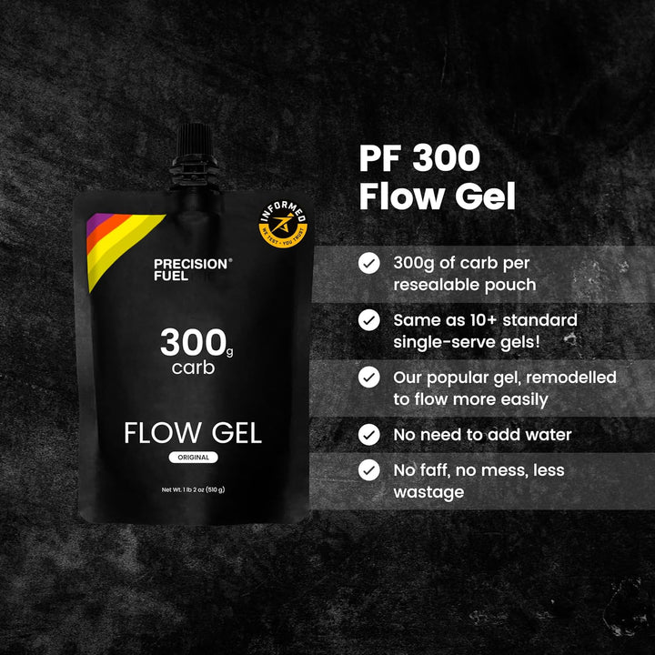 Precision Fuel 300 Flow Energy Gels - Mild Flavour Running Gels for Endurance Athletes, 300G Carbohydrate, Easy-To-Digest, Perfect for Running & Long-Duration Sports (Pack of 1)